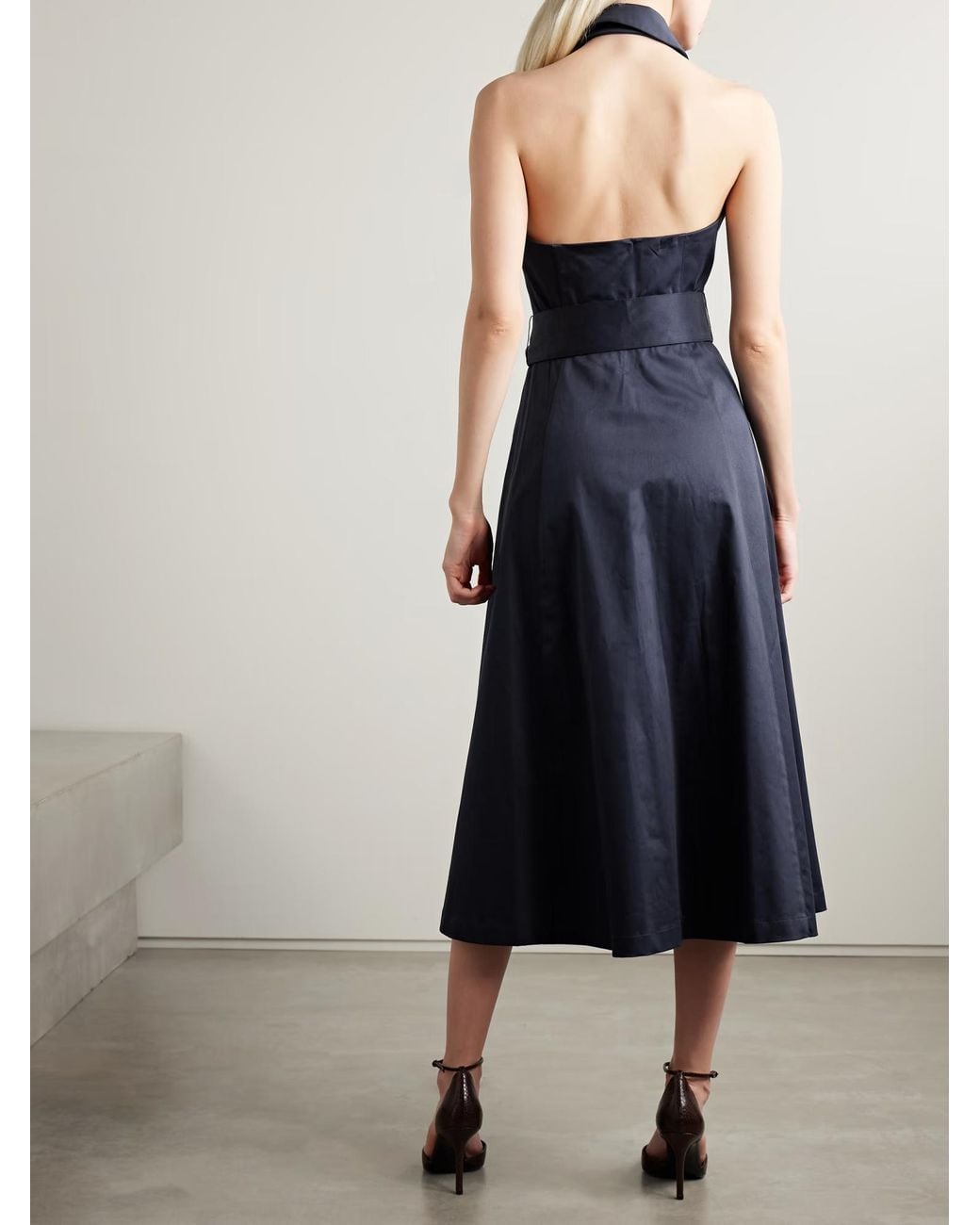Carolina Herrera Blue Tie-Back Shirt Dress