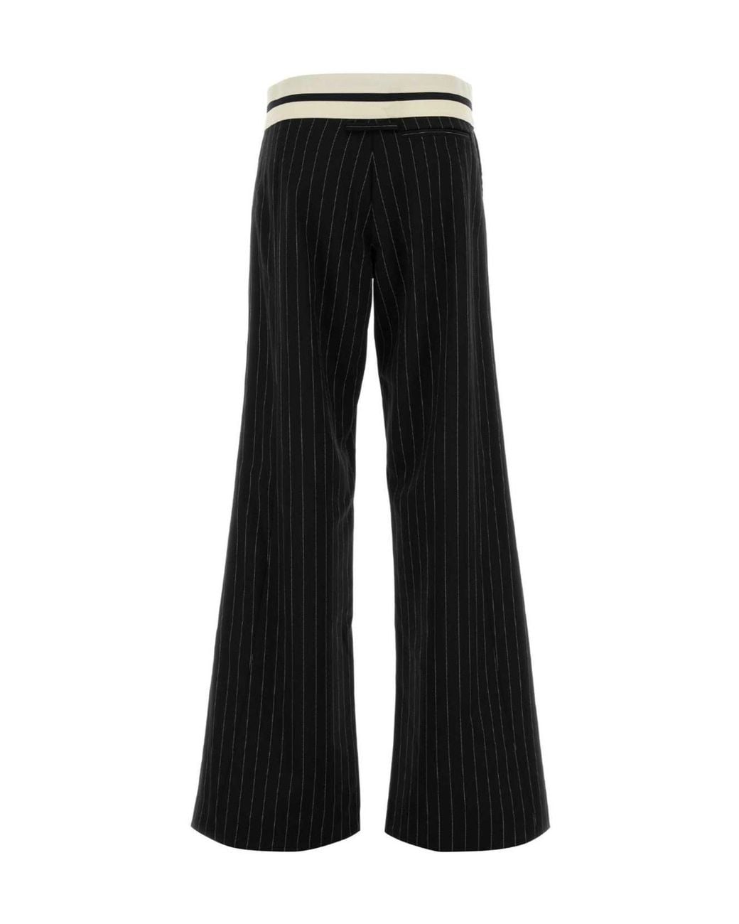Jean Paul Gaultier Black Pinstripe Exposed-Waist Pants