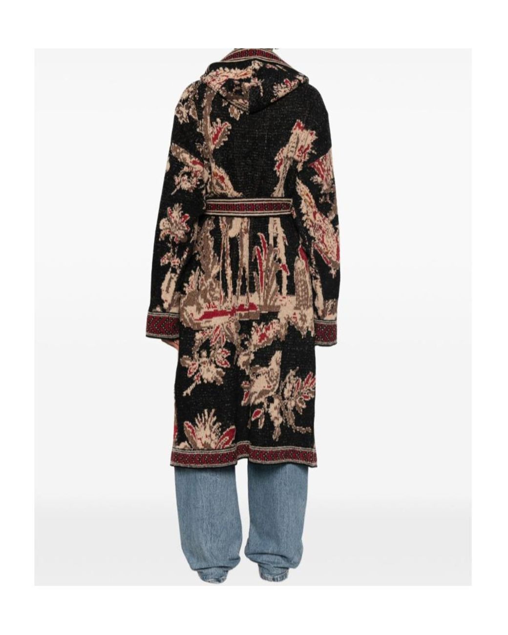 Etro Brown Hooded Belted Patterned Cardigan