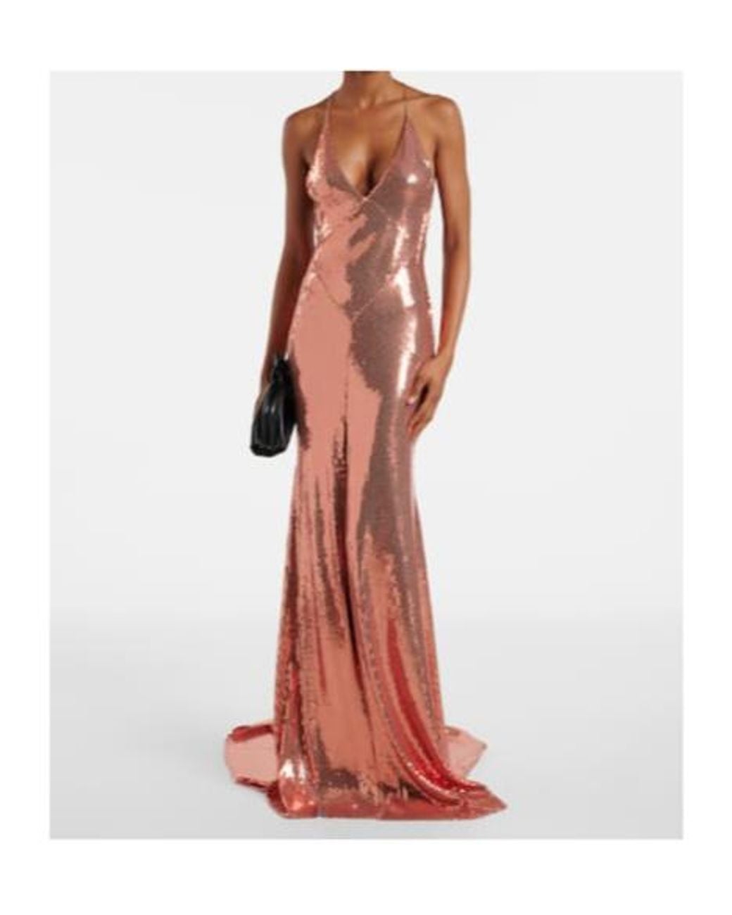 Alex Perry Brown Open-Back Sequined Gown