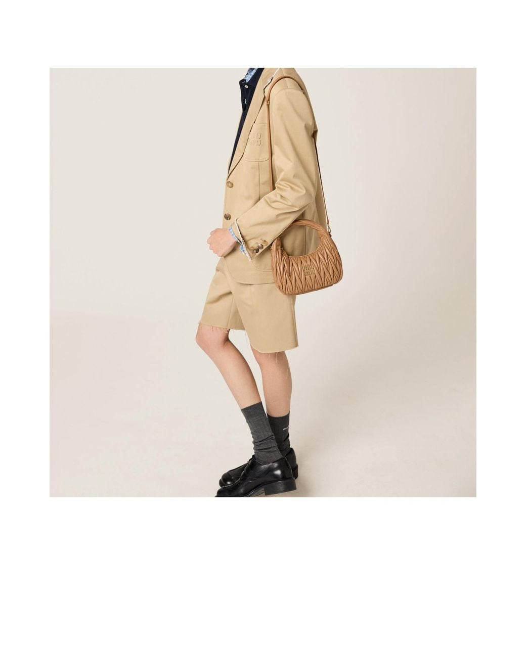 Miu Miu Brown Wander Matelassé Nappa Leather Hobo Bag