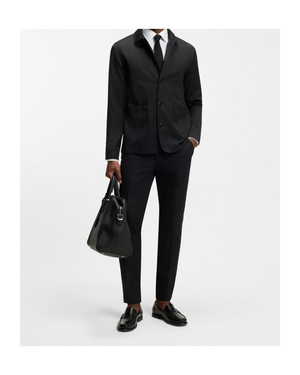 Boss Black Buttoned Patch-Pocket Jacket for men