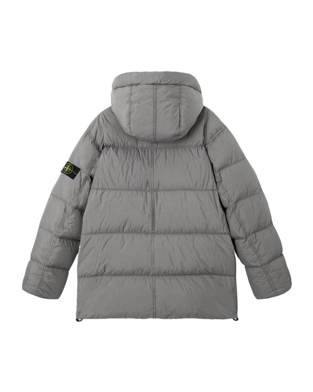 Stone Island Gray Quilted Hooded Down Jacket With Angular Flap Pockets for men