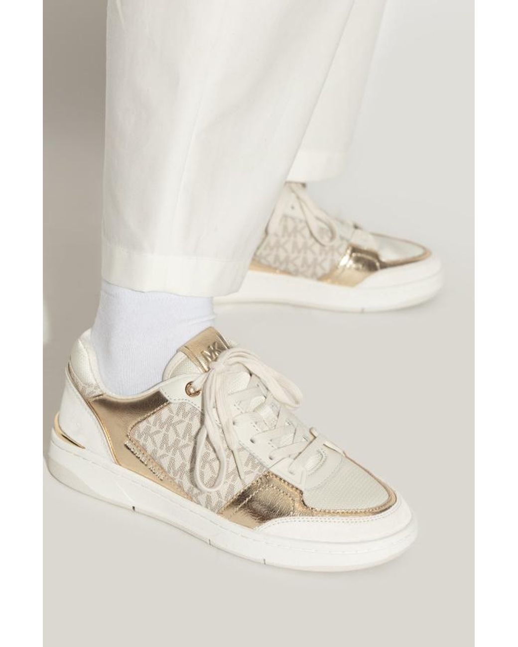 MICHAEL Michael Kors White Metallic Lace-Up Sneakers