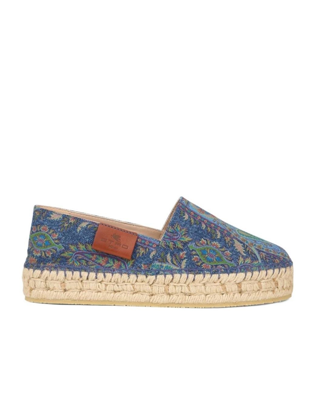 Etro Blue Jacquard Round-Toe Denim Espadrilles