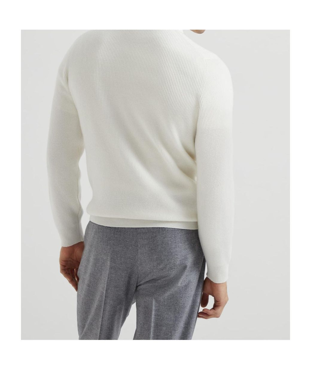 Brunello Cucinelli Gray English Rib Knit Twill Spread Collar Polo Shirt for men