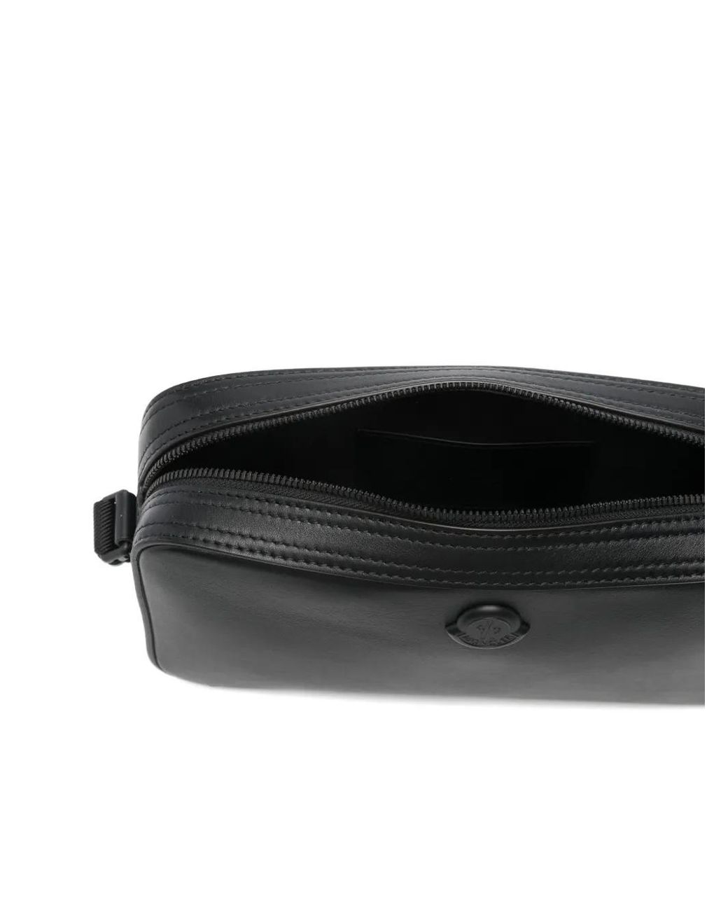 Moncler Black Carlo Zip-Up Messenger Bag for men