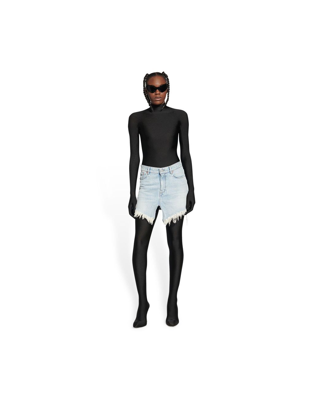 Balenciaga Blue Cut-Up Denim Mini Skirt