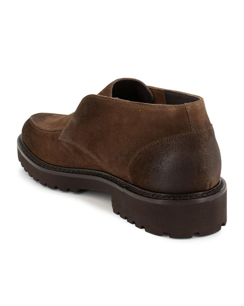 Doucal's Brown Raised-Stitch Slip-On Moccasins for men