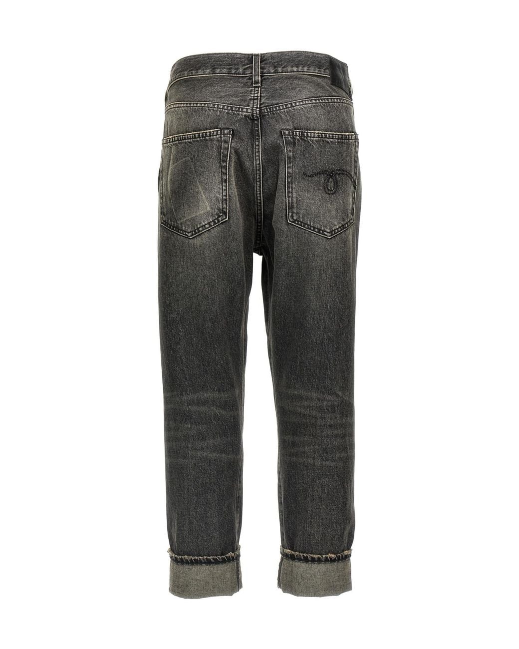 R13 Gray Asymmetrical Jeans