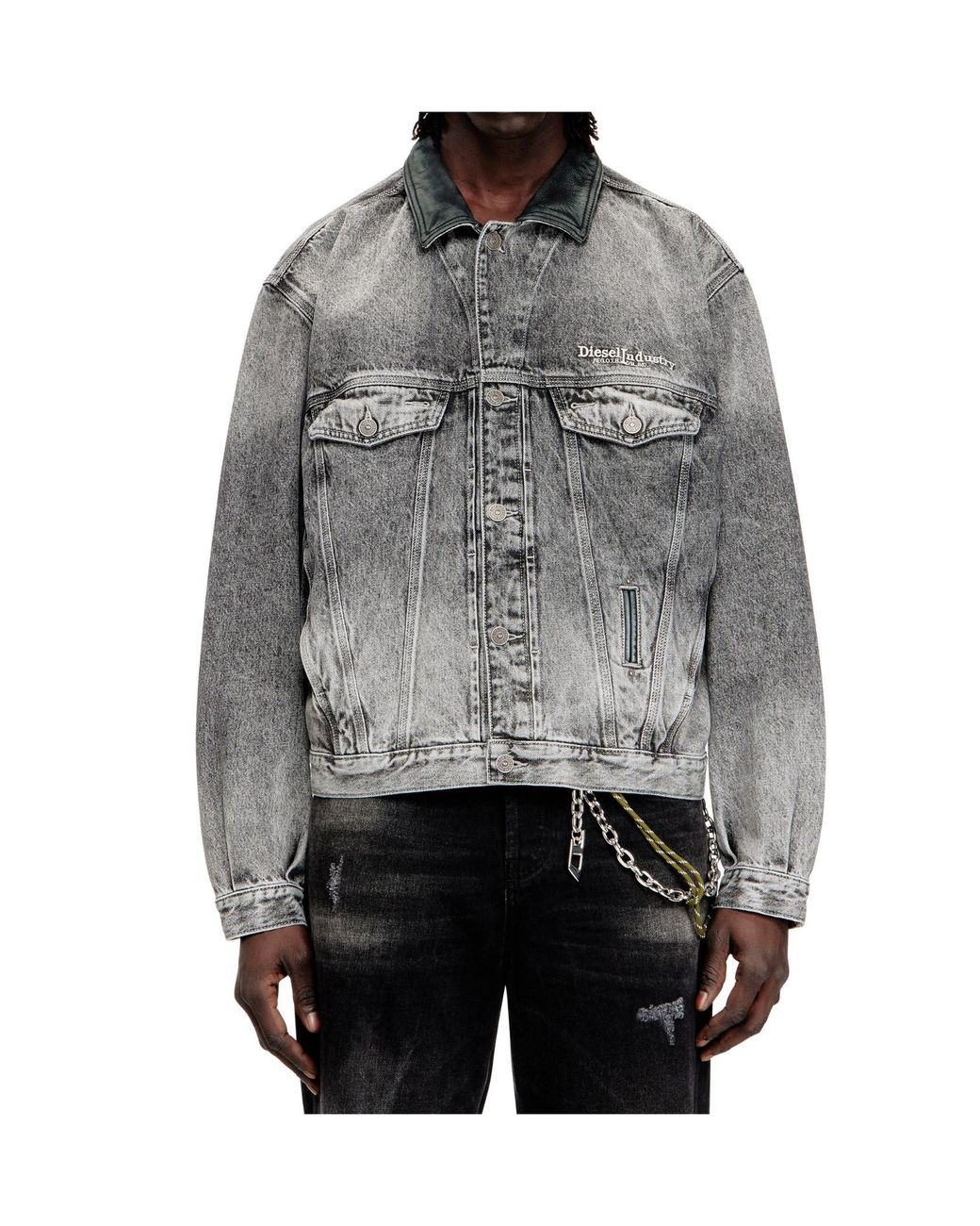 DIESEL Gray D-Denver- Denim Jacket for men