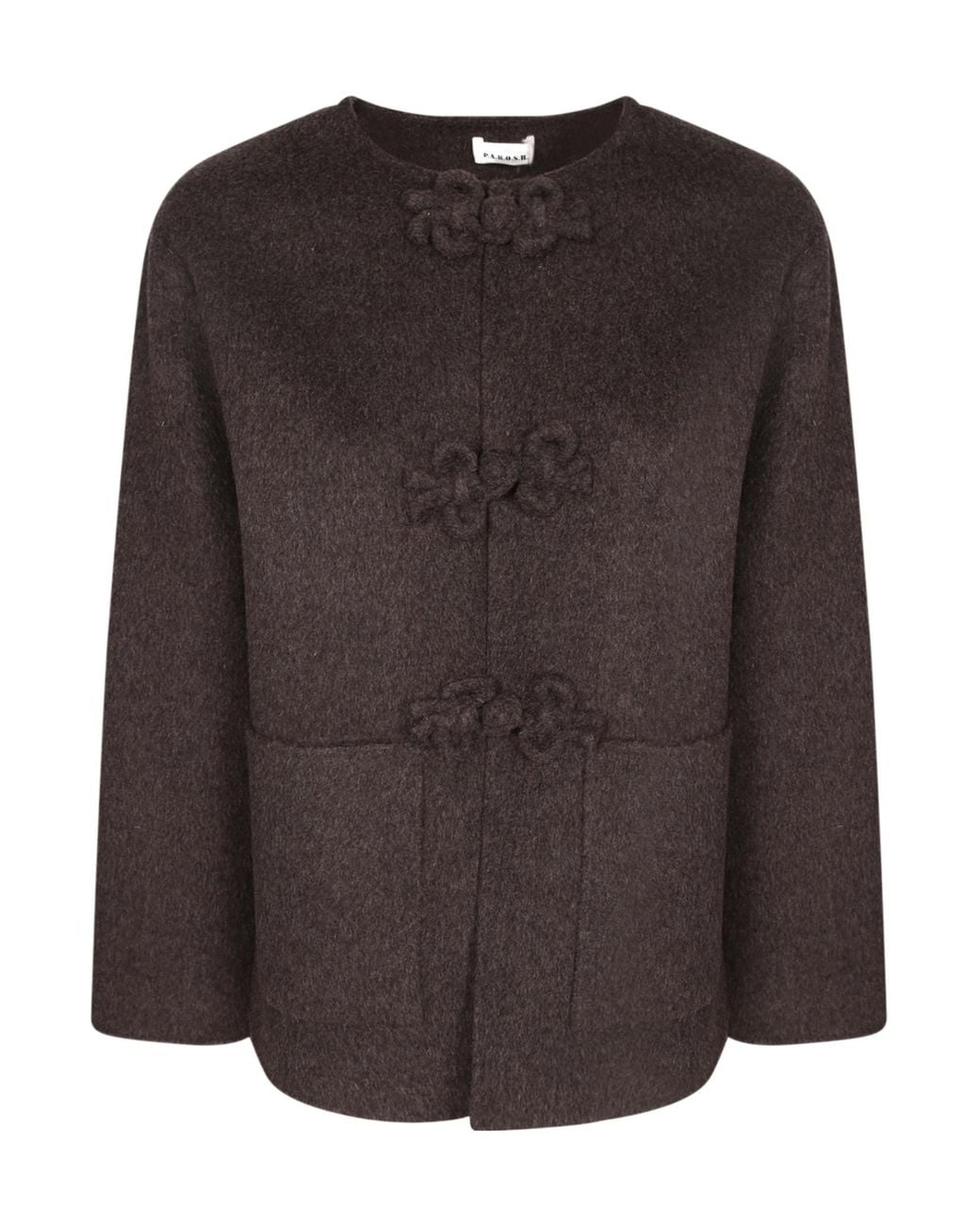 P.A.R.O.S.H. Brown Jacket With Frog Closure