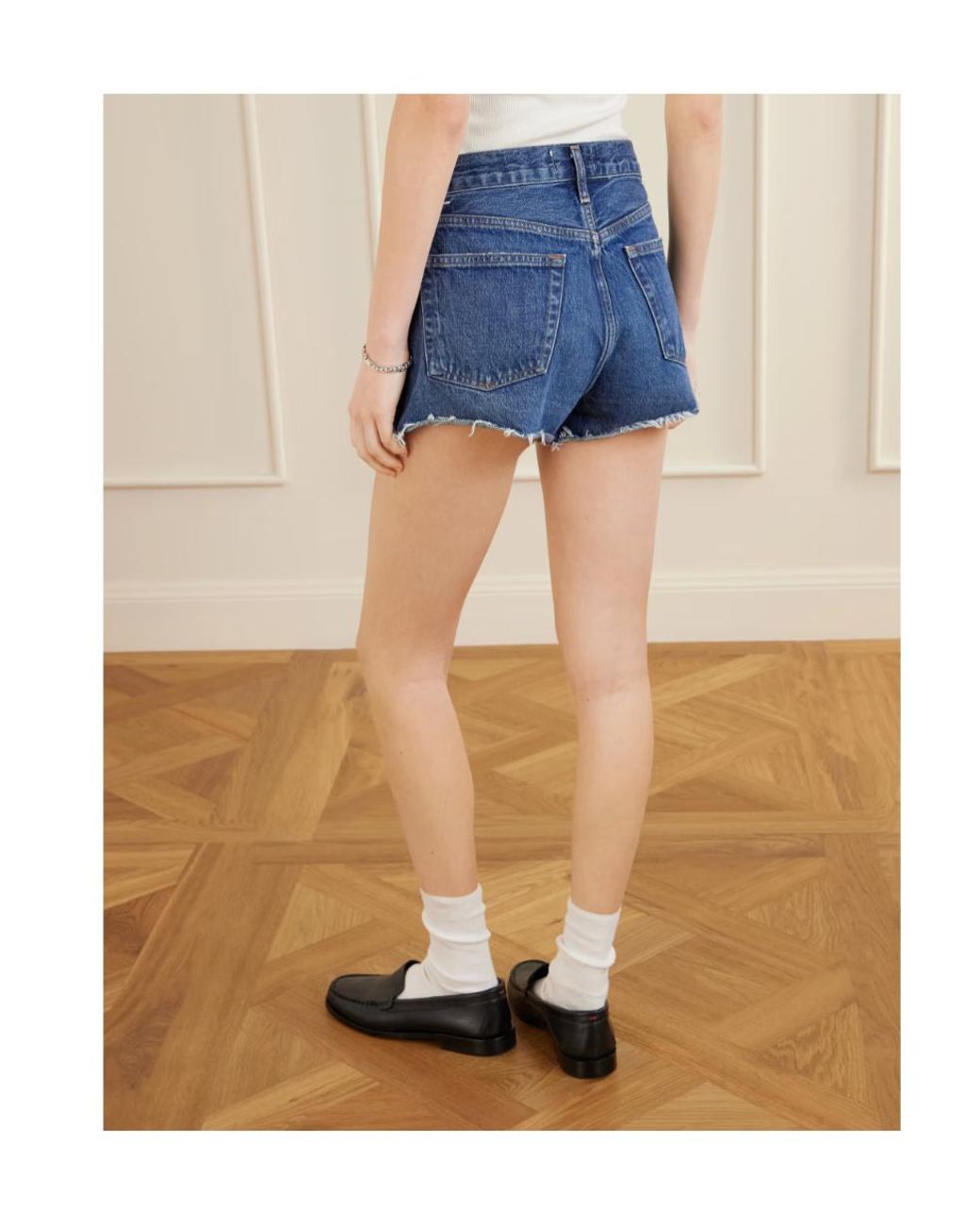 Agolde Blue Parker Frayed Denim Short