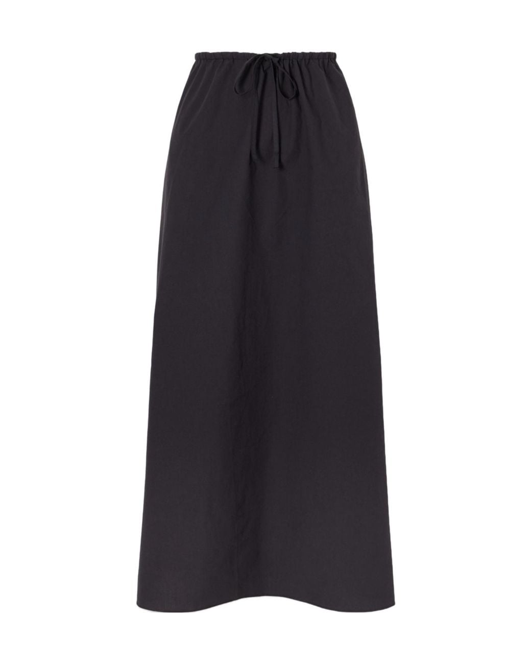 Matteau Black Organic Cotton-Poplin Midi Skirt