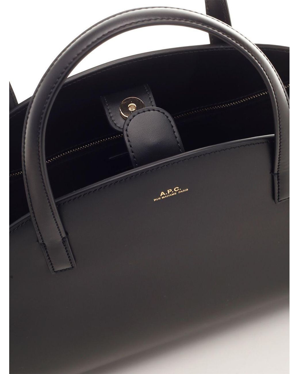 A.P.C. Black Demi-Lune Logo Stamp Tote Bag