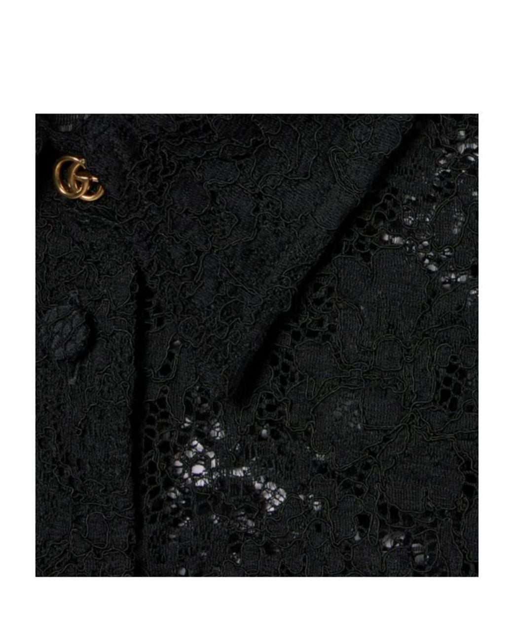 Gucci Black Gg Flower Stretch Lace Shirt