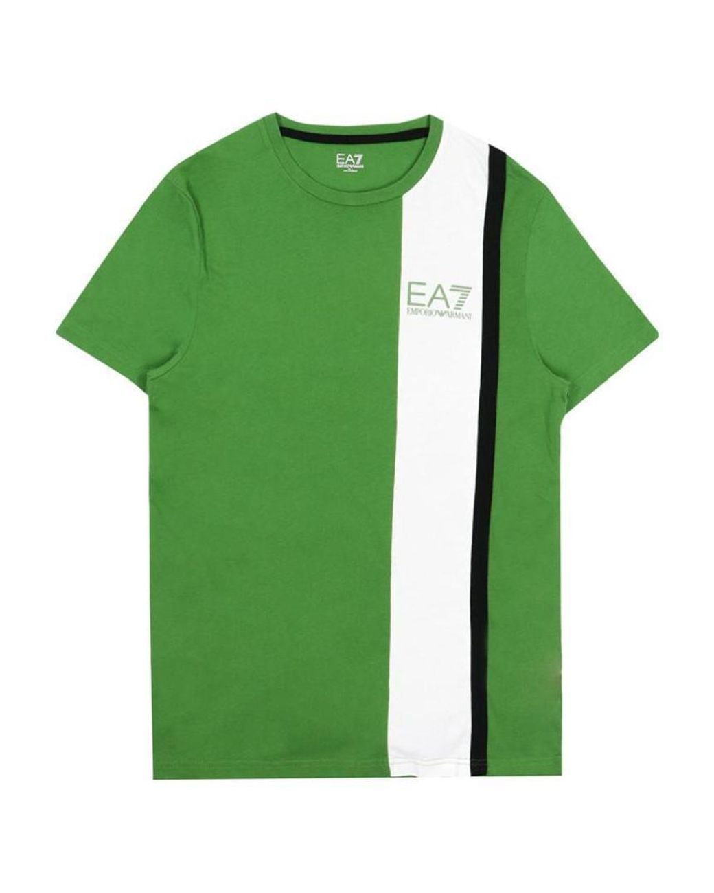EA7 Green Logo Printed T-Shirt With Round Neck for men