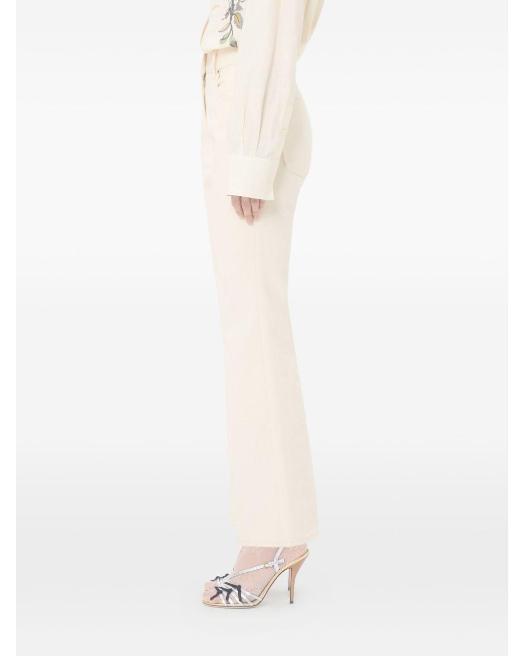 Valentino White High-Waist Flared Jeans
