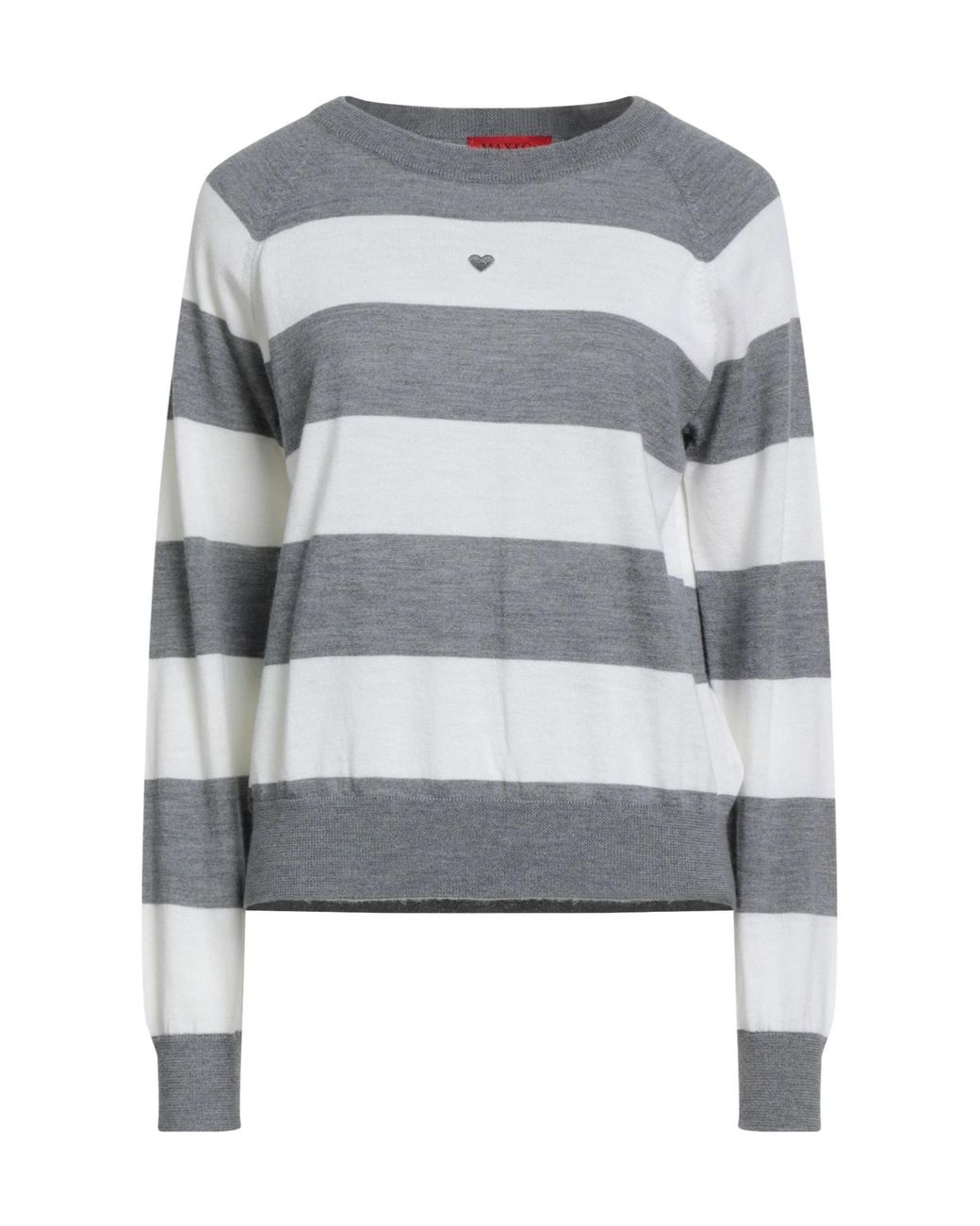 MAX&Co. Gray Striped Crew Neck Sweater