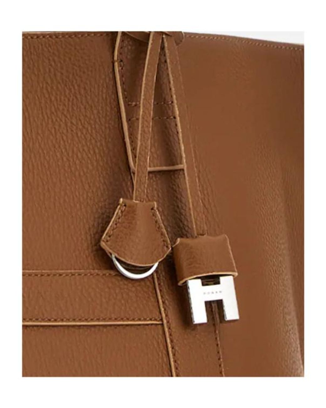 Hogan Brown Hanging Accent Script Top Handle Bag