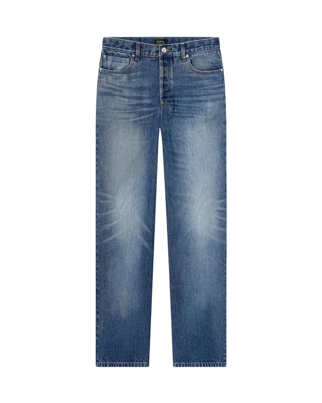 A.P.C. Blue Button Detailed Straight Leg Jeans for men