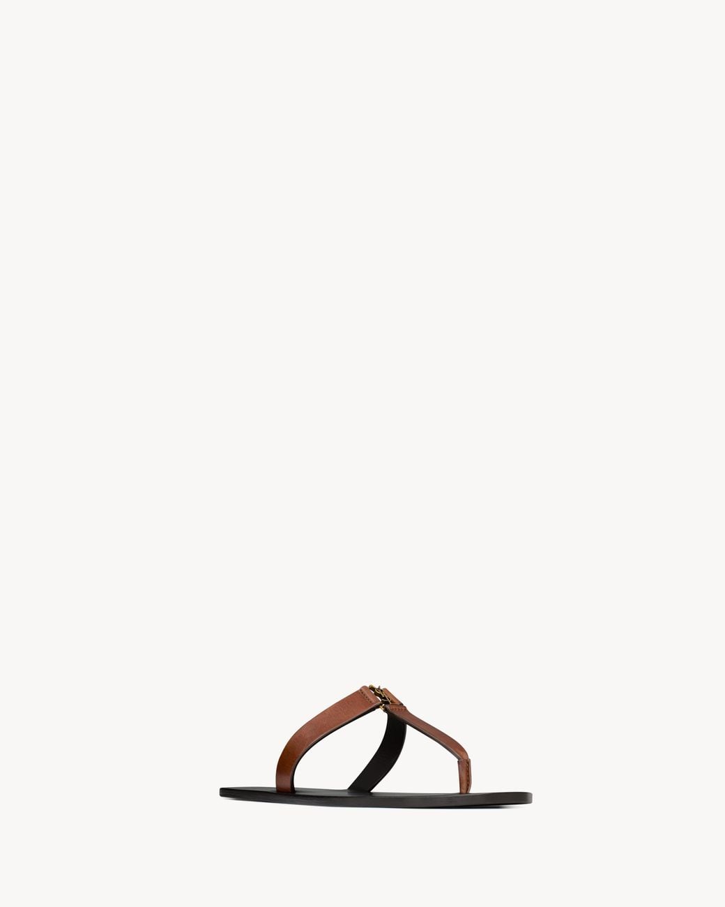 Saint Laurent Brown Babylone Thong Flat Sandals