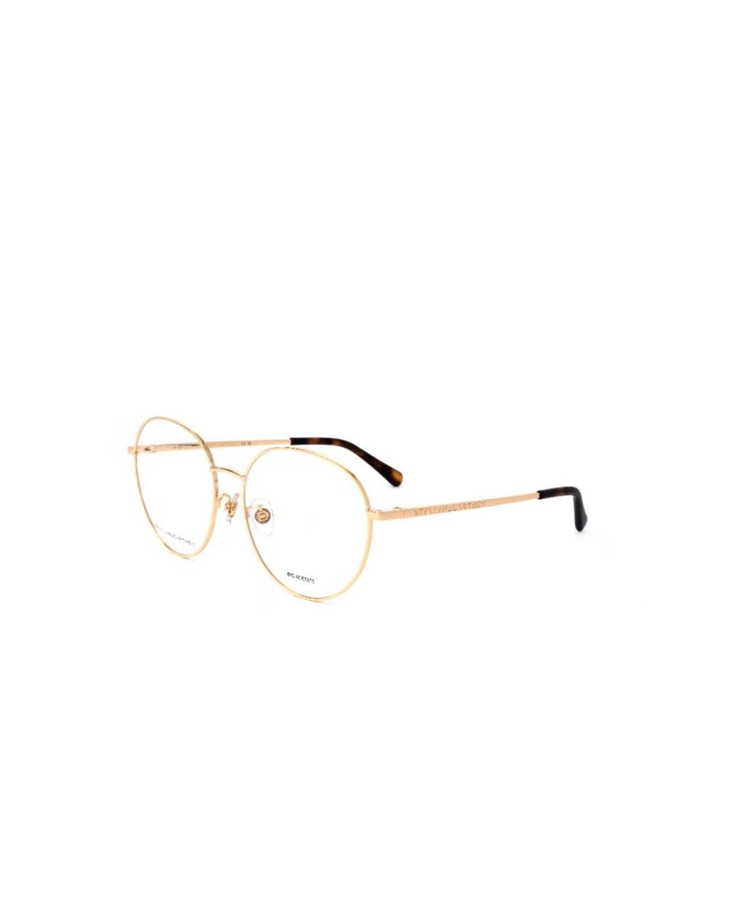 Stella McCartney Natural Logo-Engraved Oval-Frame Glasses