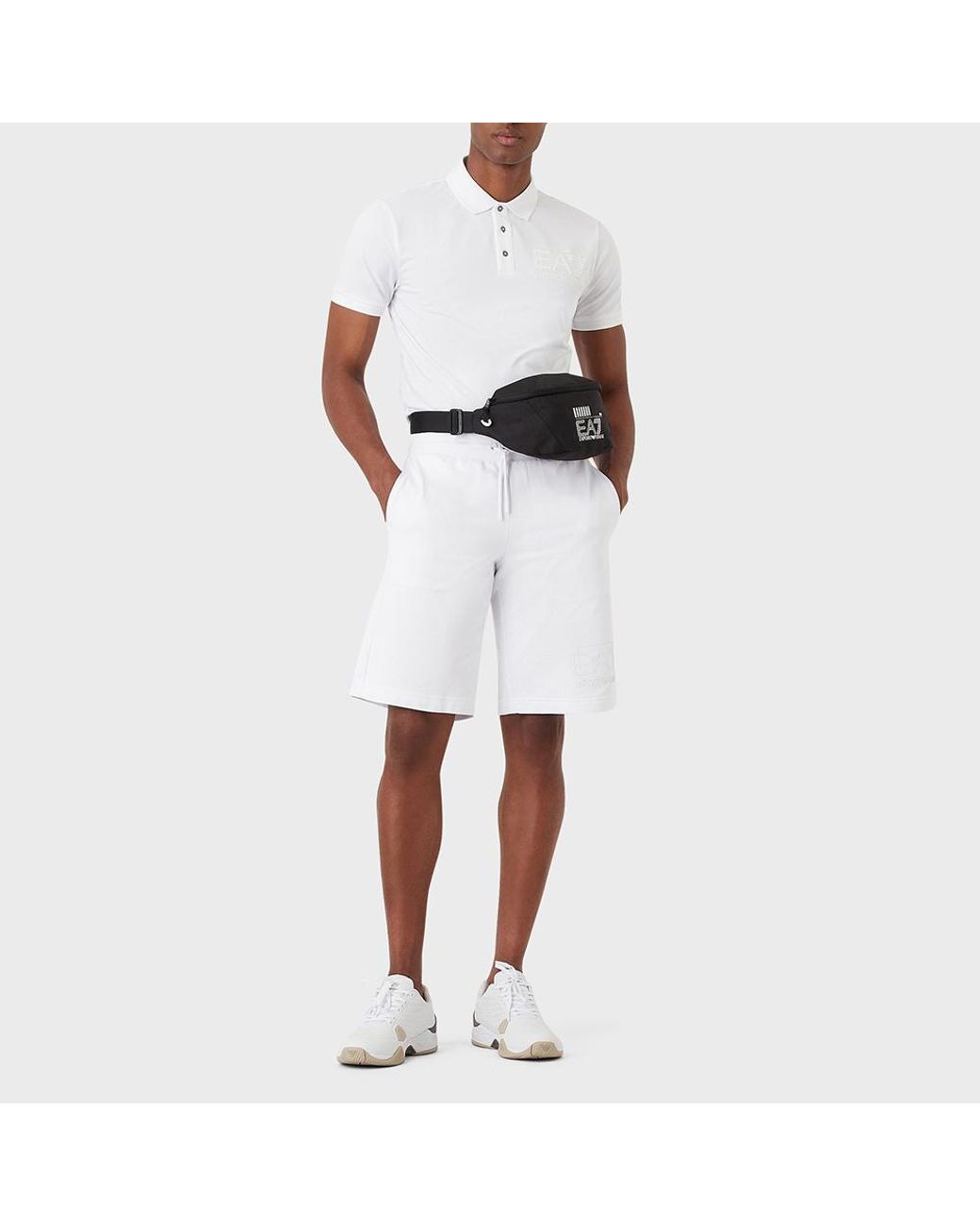EA7 White Color Collision Logo Polo Shirt for men