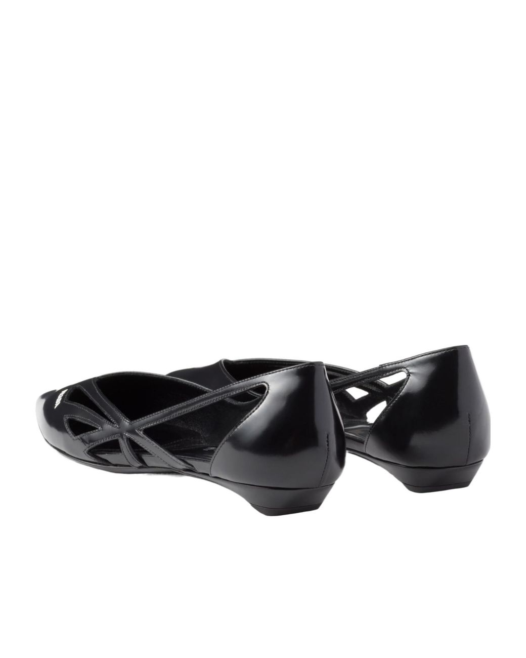 Prada Black Pointed-Toe Cut-Out Detailed Ballerinas