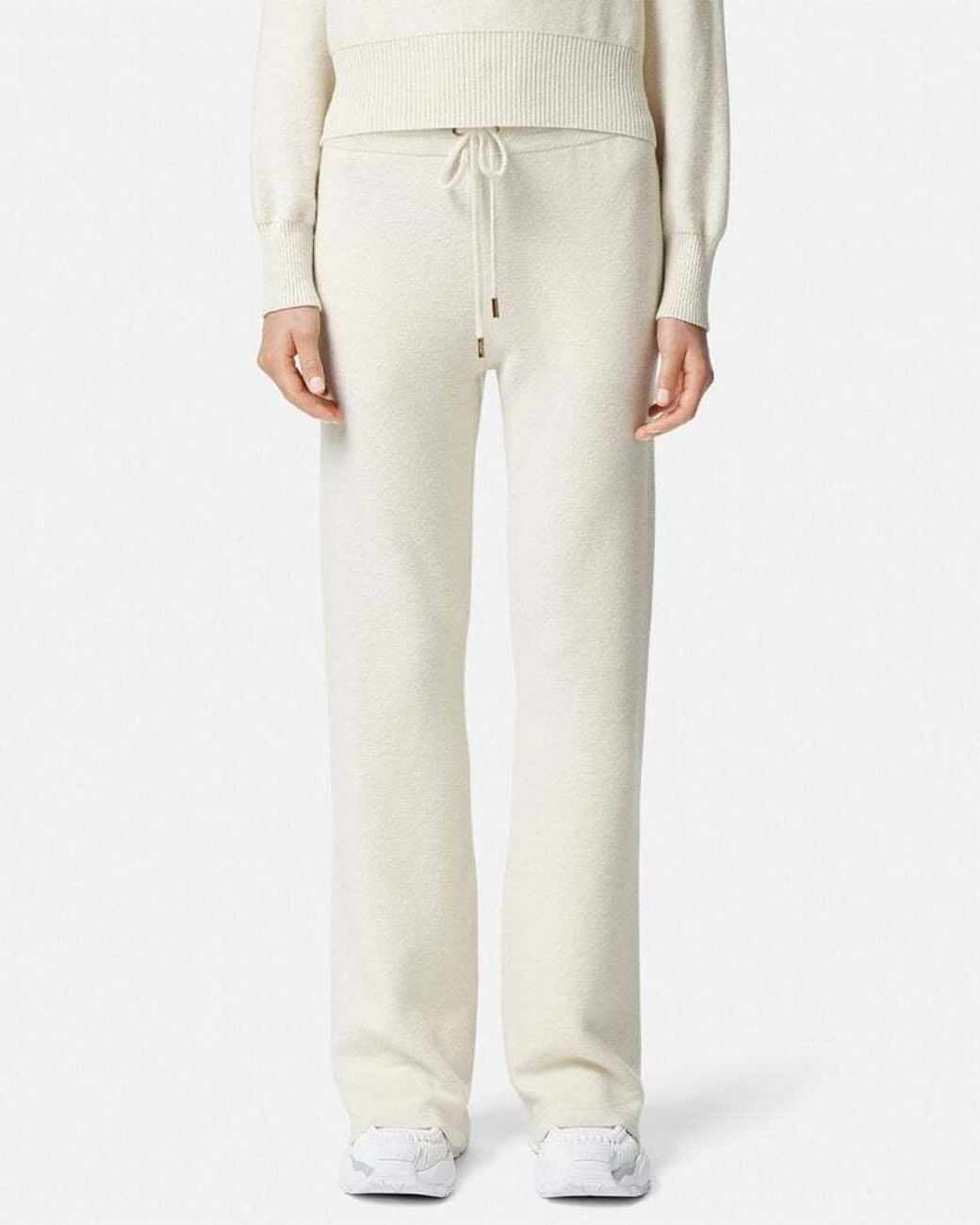 Versace White Drawstring Flared Trousers