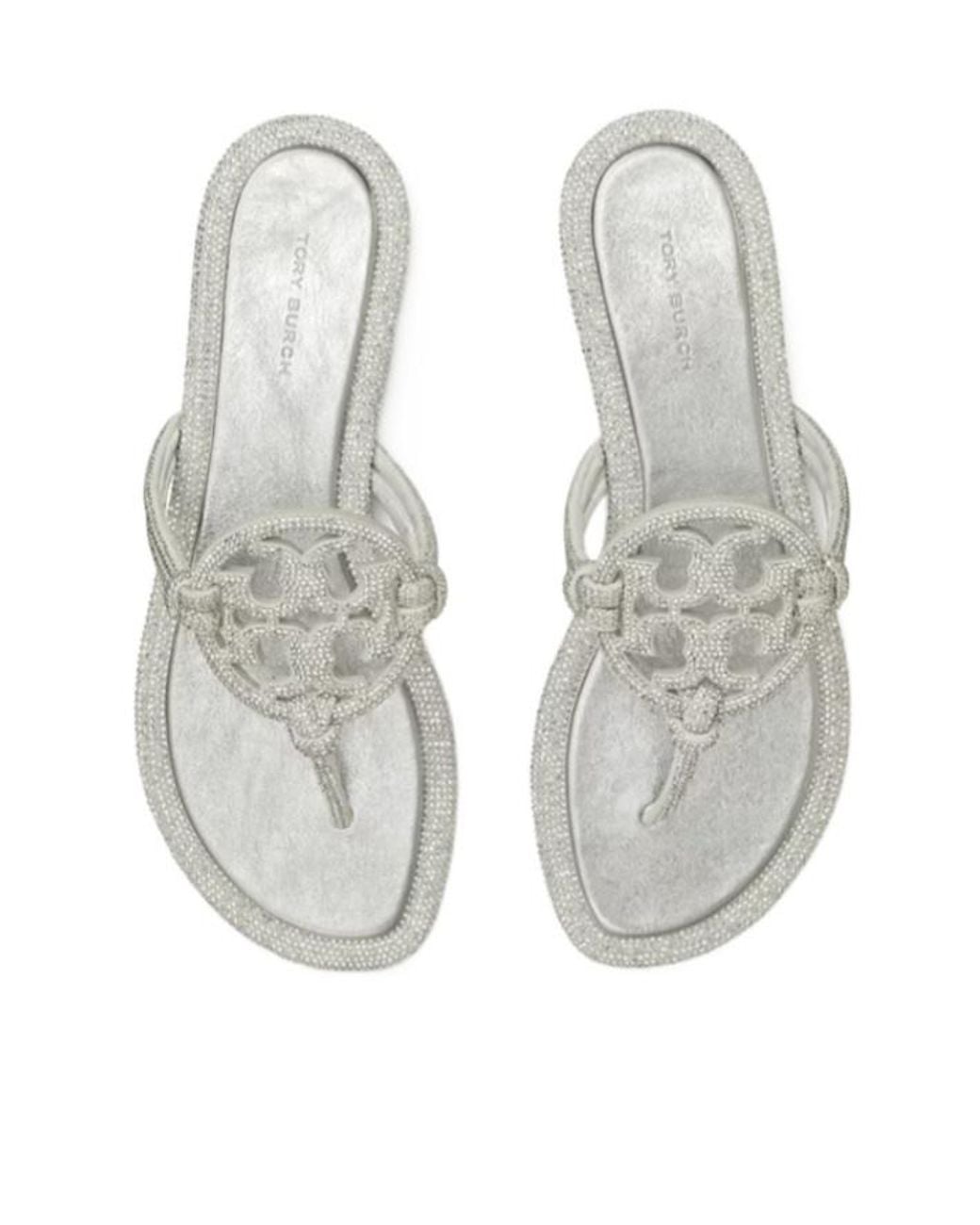 Tory Burch White Crystal Embellished Sandal