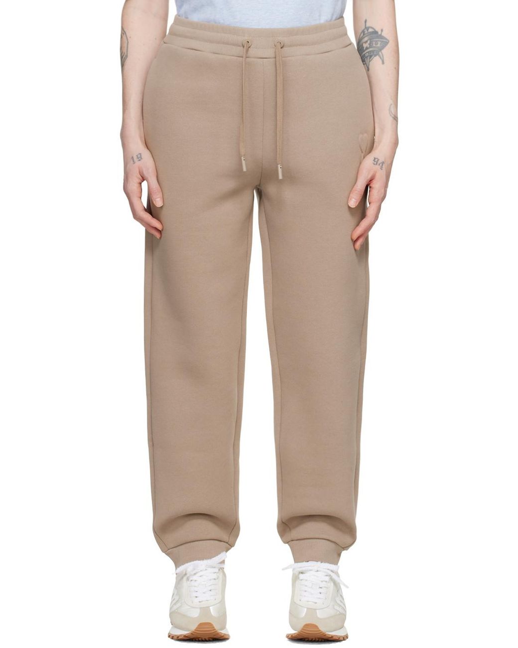 AMI Brown Ami Logo Embossed Drawstring Track Pants for men