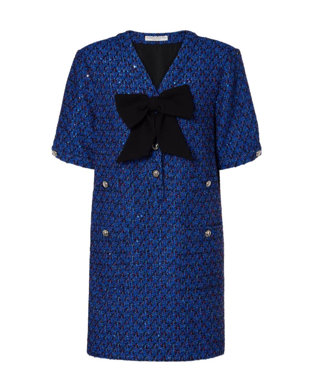 Alessandra Rich Blue Sequined Tweed Minidress