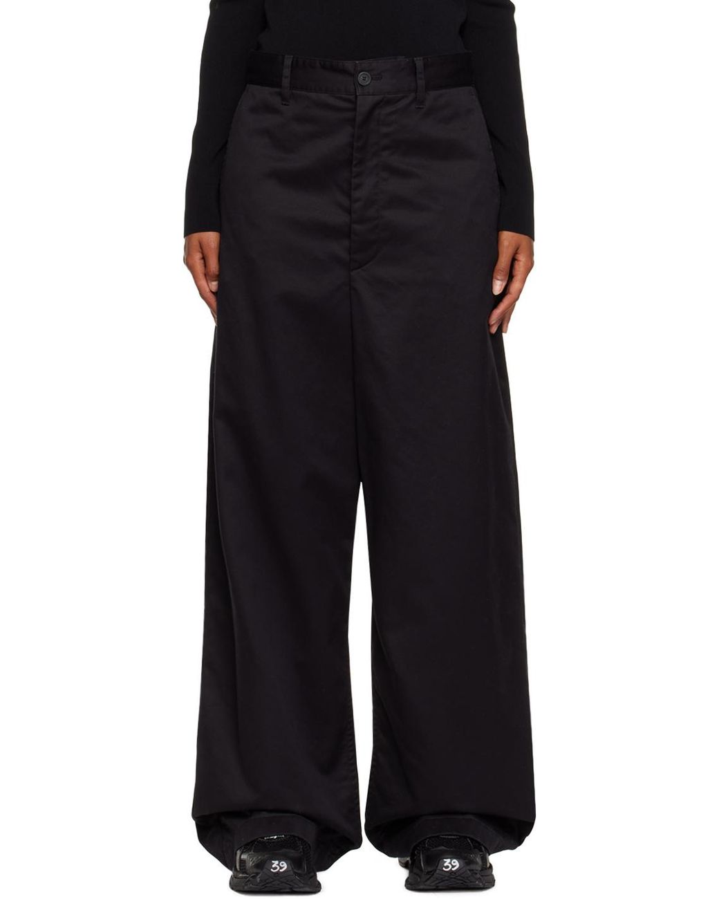 Balenciaga Black Drop-Crotch Wide-Leg Trousers