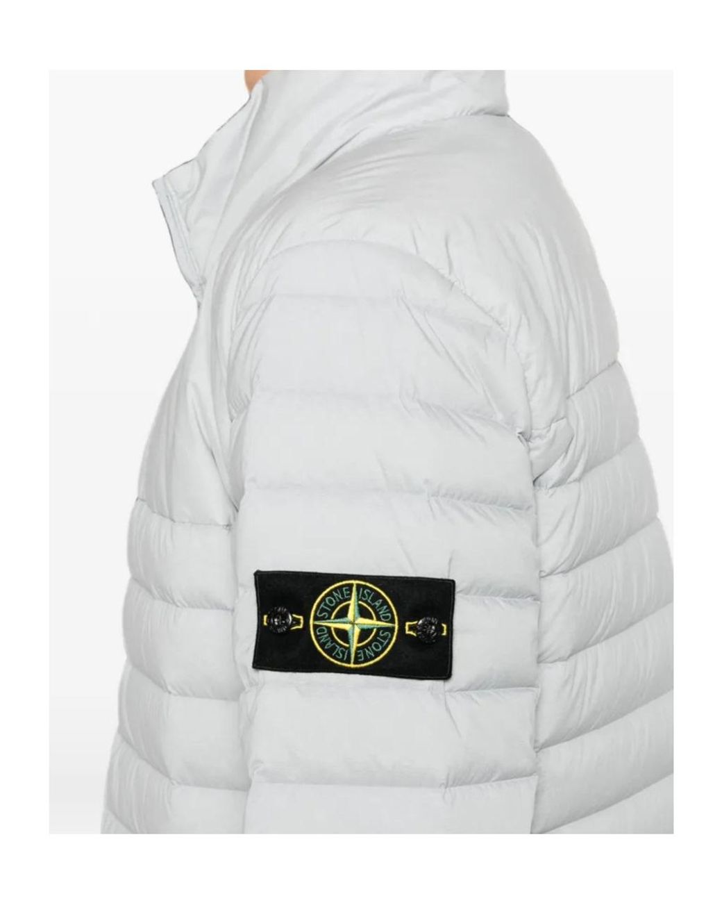 Stone Island Gray Quilted Logo-Patch Jacket for men