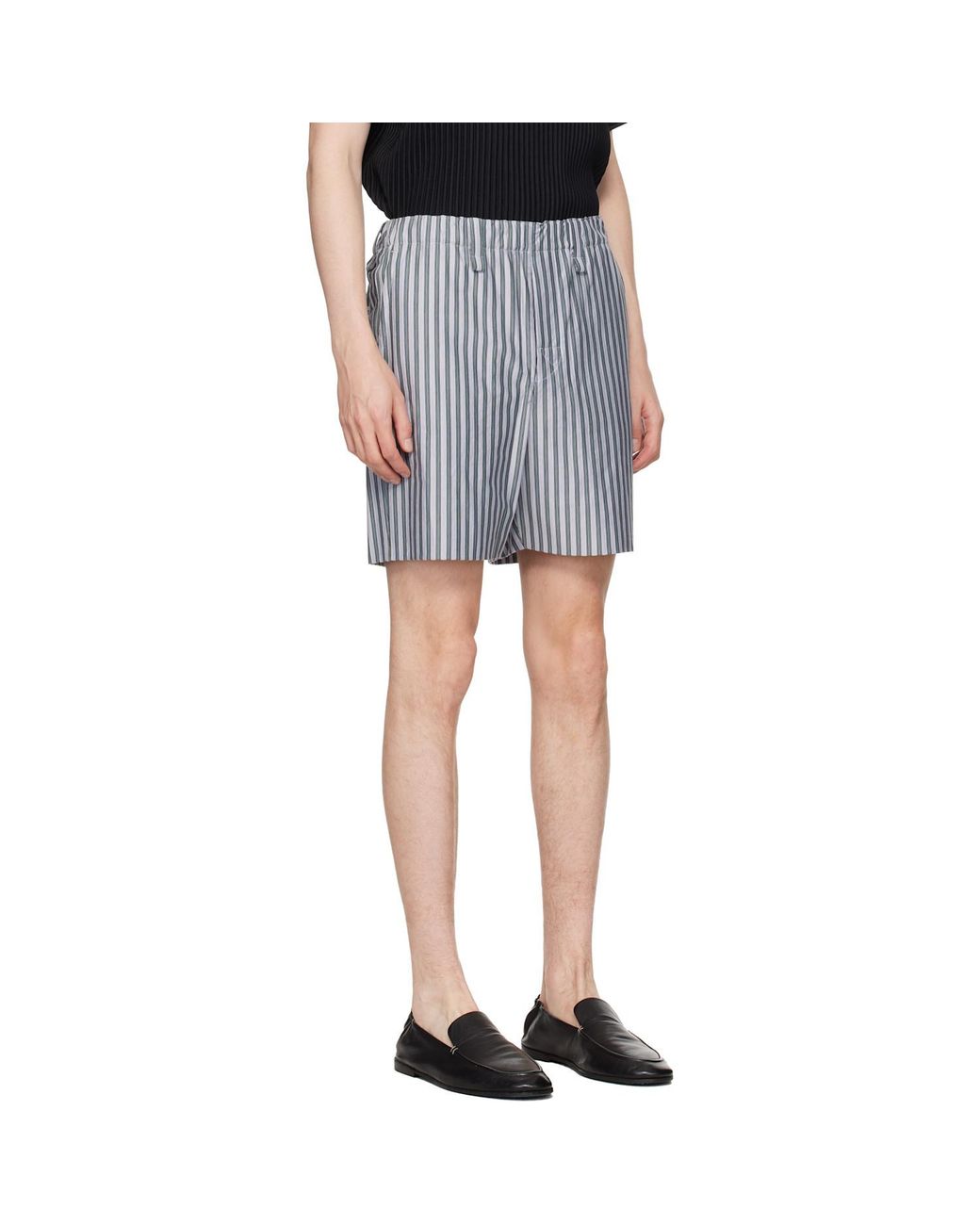 Homme Plissé Issey Miyake Blue Striped Jersey Shorts for men