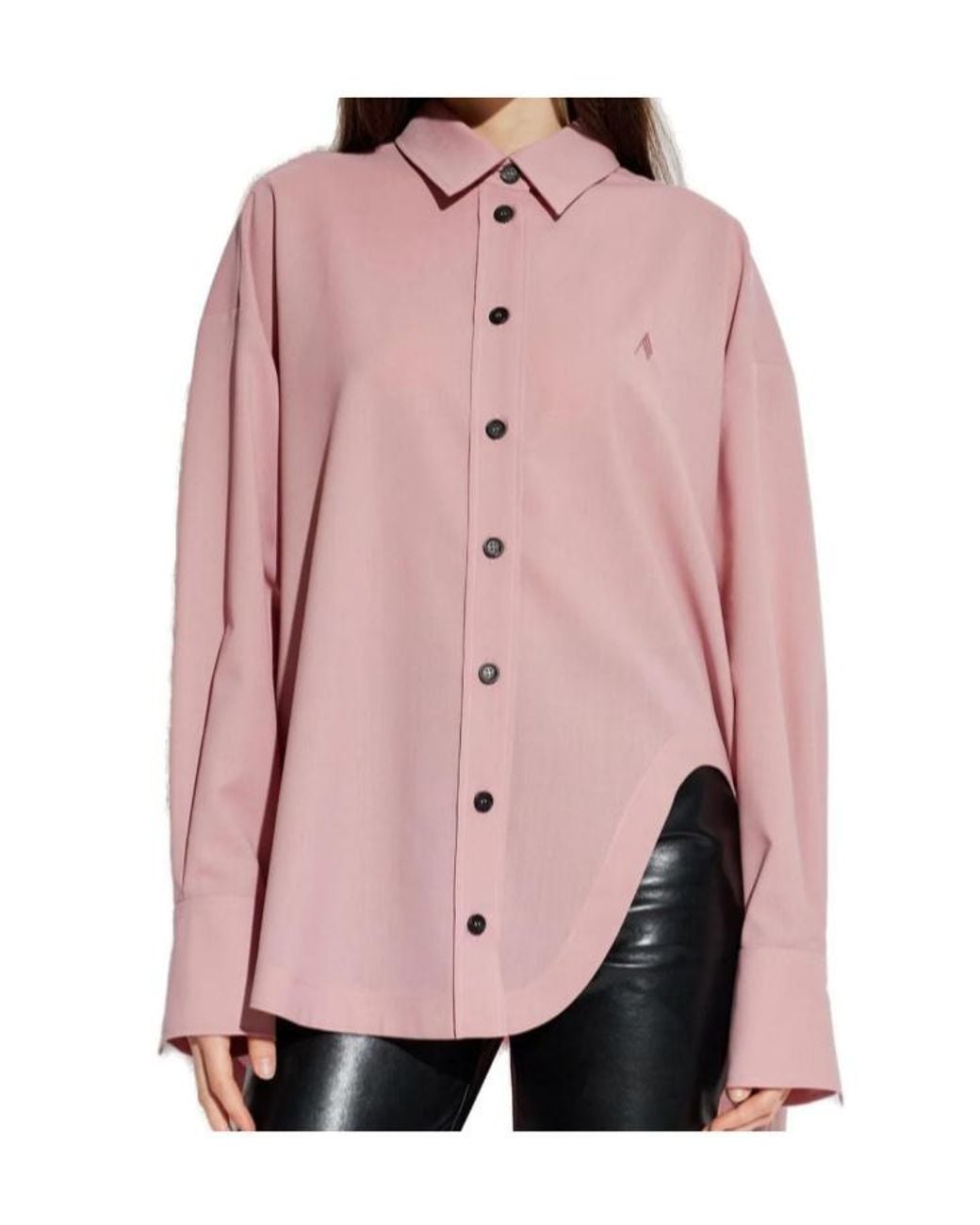 The Attico Pink The Logo Embroidered Shirt