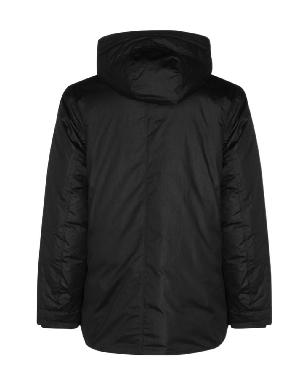 Stone Island Black Hooded Short Parka Jacket for men