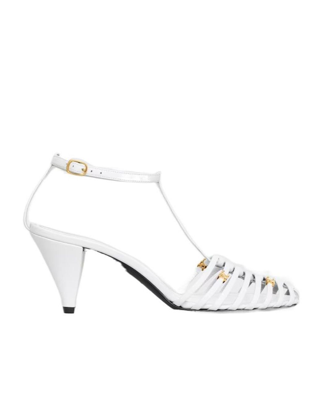 Céline White Cage Heeled Sandal