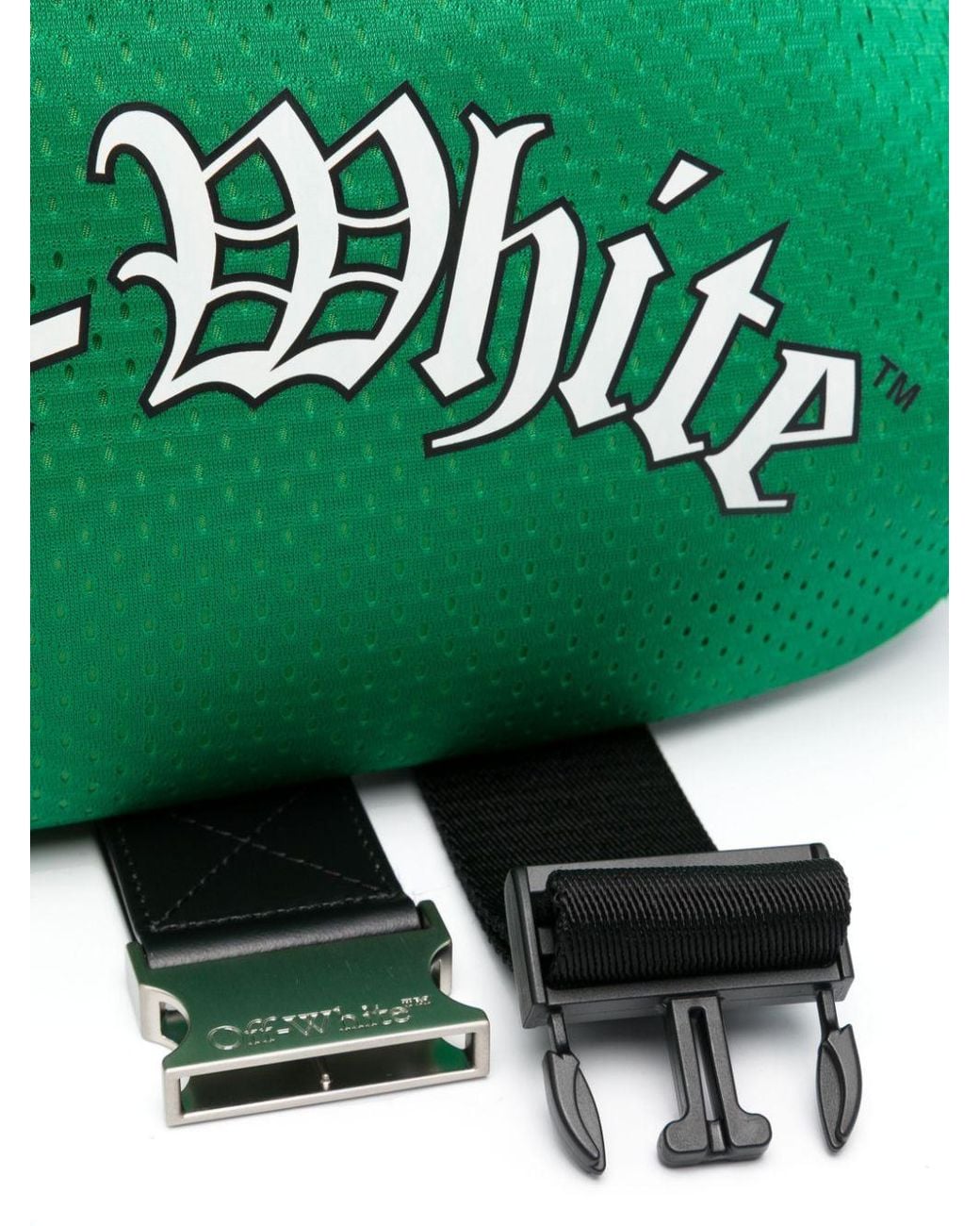 Off-White c/o Virgil Abloh Green Core Logo Printed Mesh Belt Bag for men