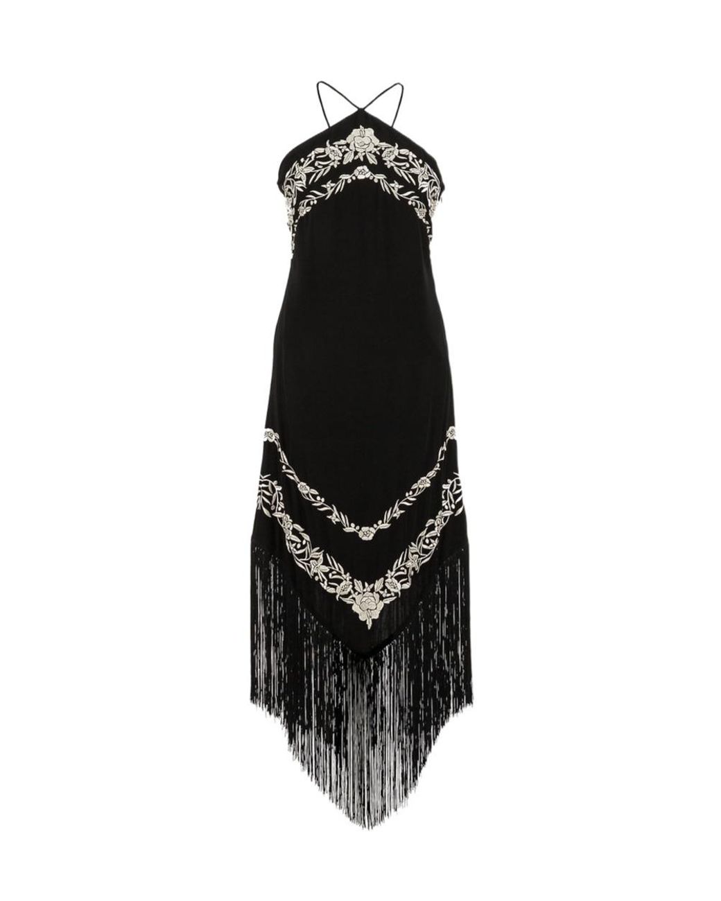 Twinset Black Embroidered Fringe Dress