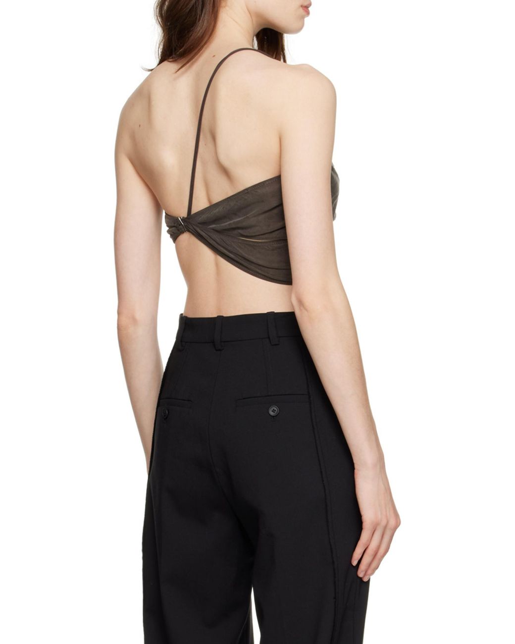Jacquemus Brown Asymmetric Twisted Bandeau