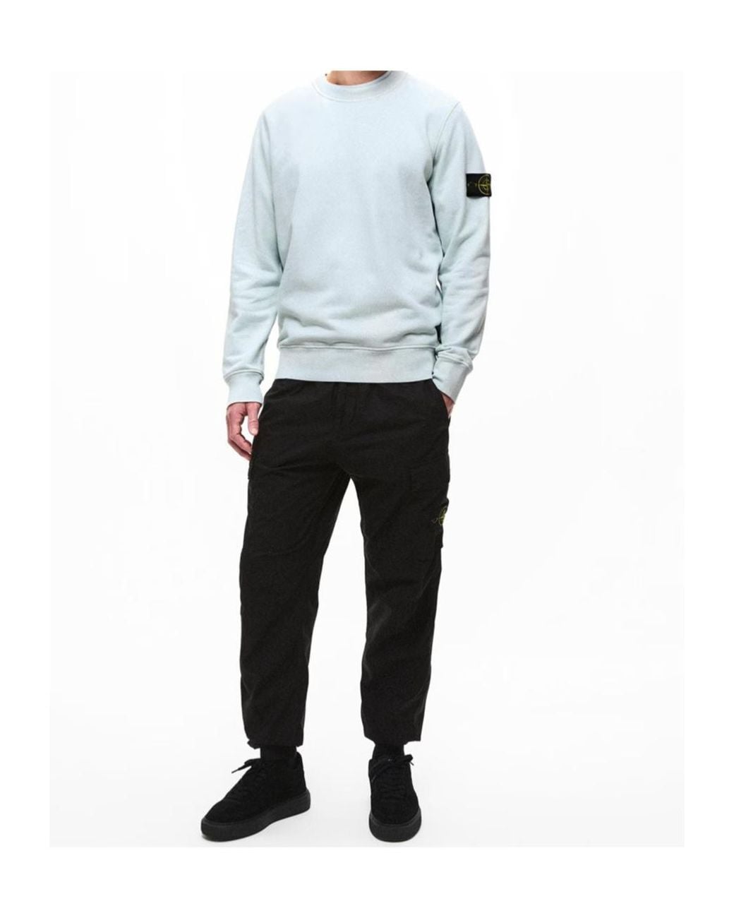 Stone Island Blue Logo Crew Neck Sweatshirt for men