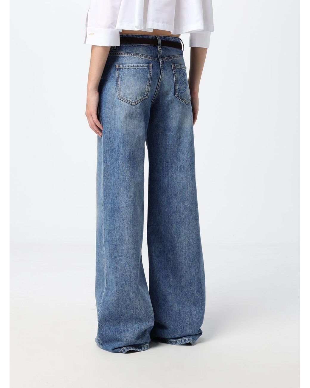 Elisabetta Franchi Blue Belt Logo Jeans