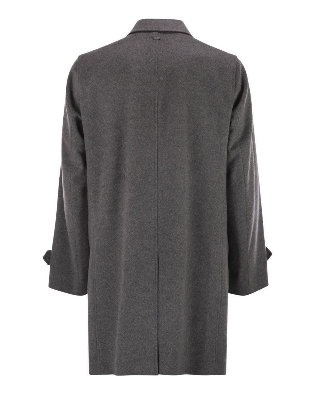 Herno Gray Long-Sleeve Coat for men