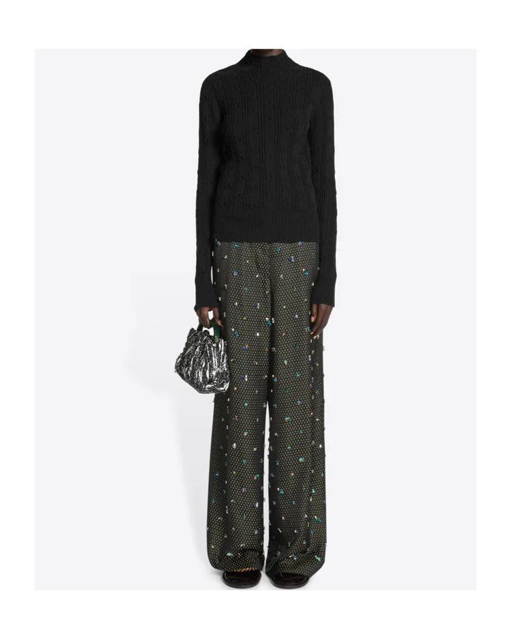 Dries Van Noten Black Mock Neck Knitted Jumper
