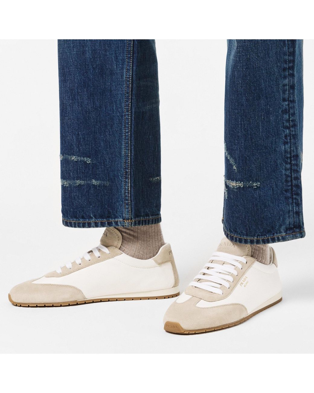 Prada White Low-Top Sneakers
