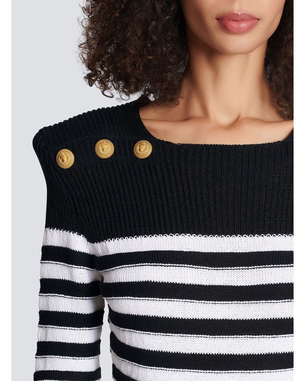 Balmain Black Striped Button-Detailed Mini Dress
