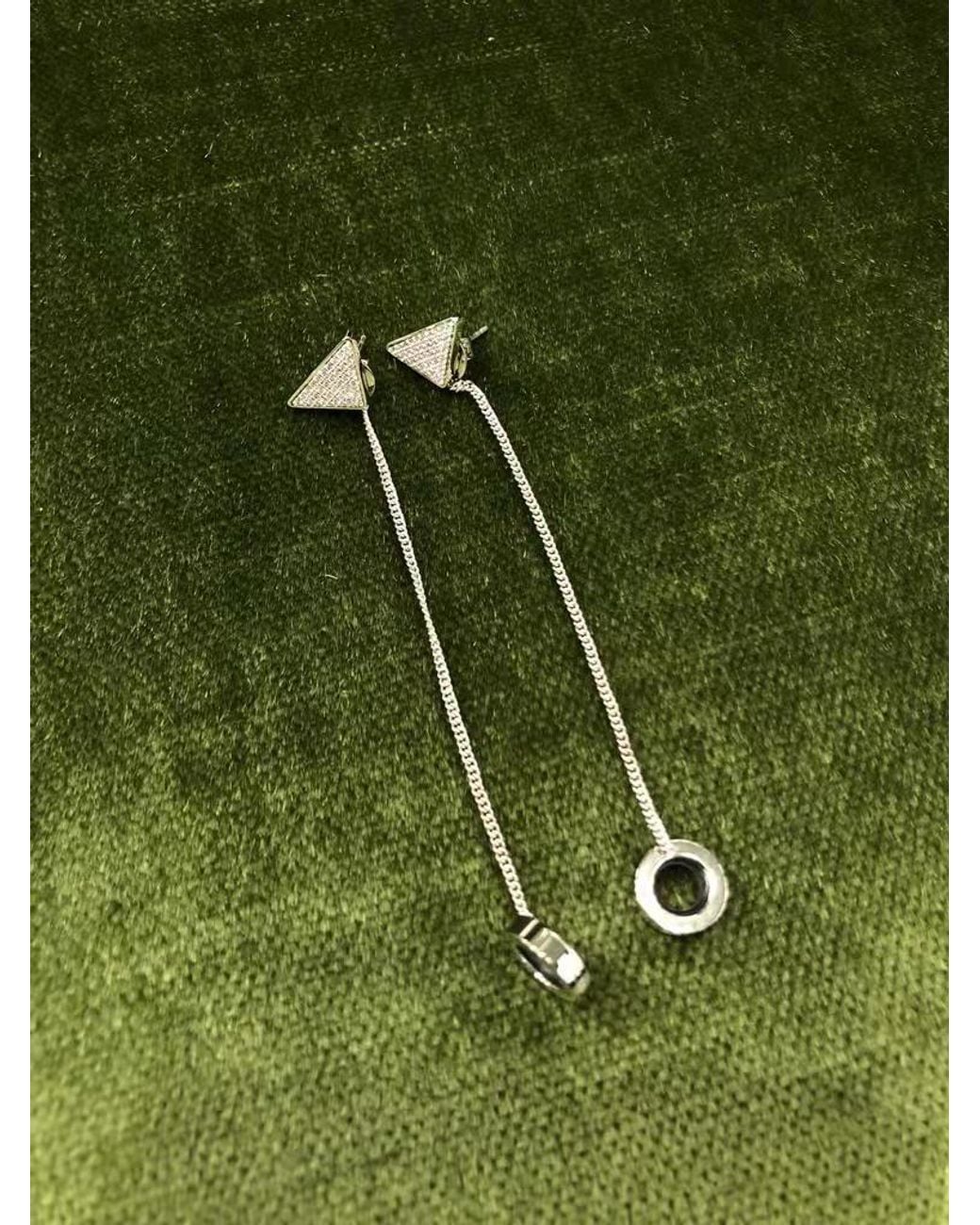 Prada White Crystal Logo Jewels Airpods's Pendant Earrings