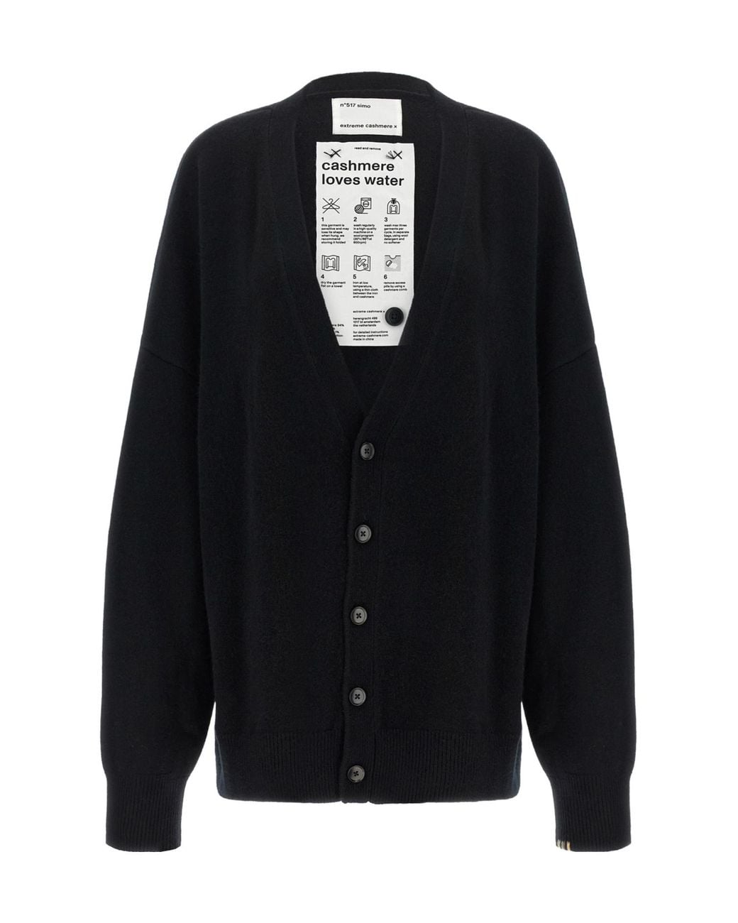 Extreme Cashmere Black Long-Sleeve Open-Front Cardigan
